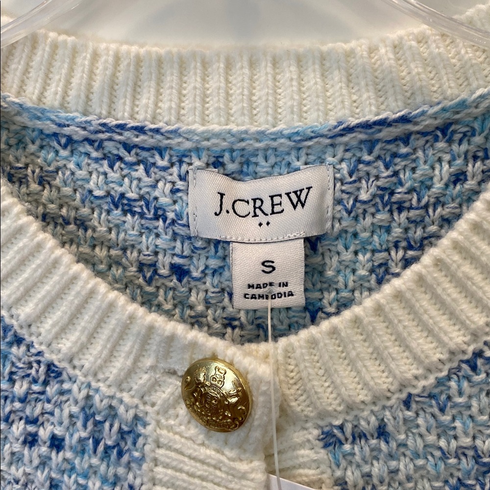 J.Crew Blue Popcorn Stich Lady Jacket Cardigan Sweater Size Small NWT - Picture 10 of 13